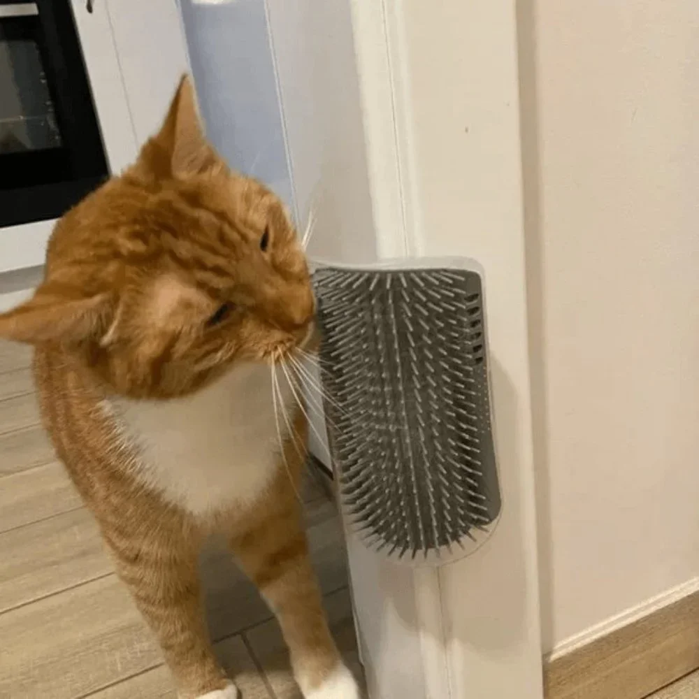 Cat Wall Brush and Hammock, Corner Self Grooming Brush Tall Longer Style Cat